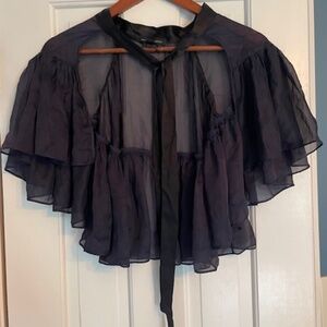 Kiki De Montparnasse Navy Blue Silk Cape